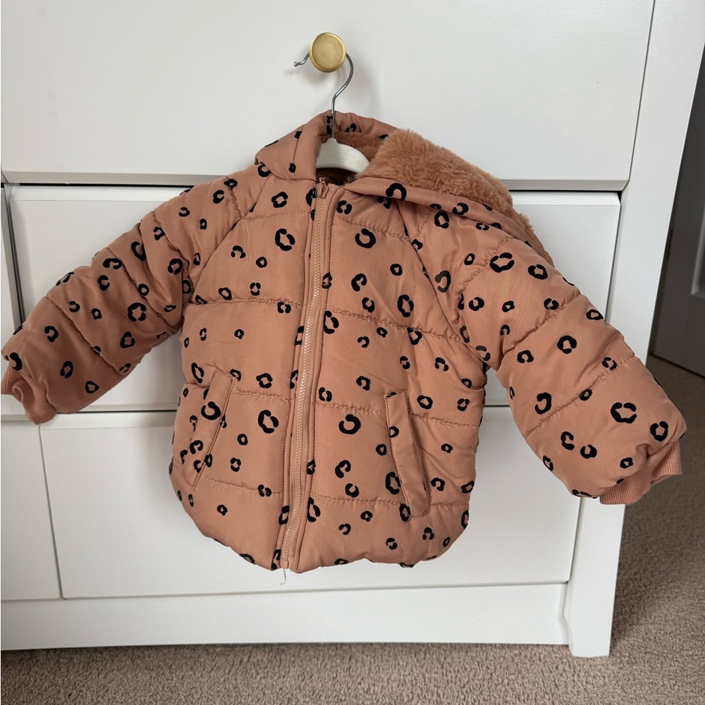 Tahari Kids Puffer Jacket in Tan and Black